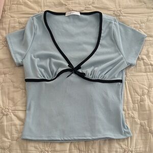 Gaze Light Blue Short Sleeve Tee with Black Trim